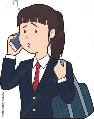 電話で疑問を持つ女子高生