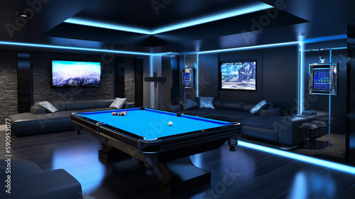 Pool Table Lounge Man Cave Set-up photo
