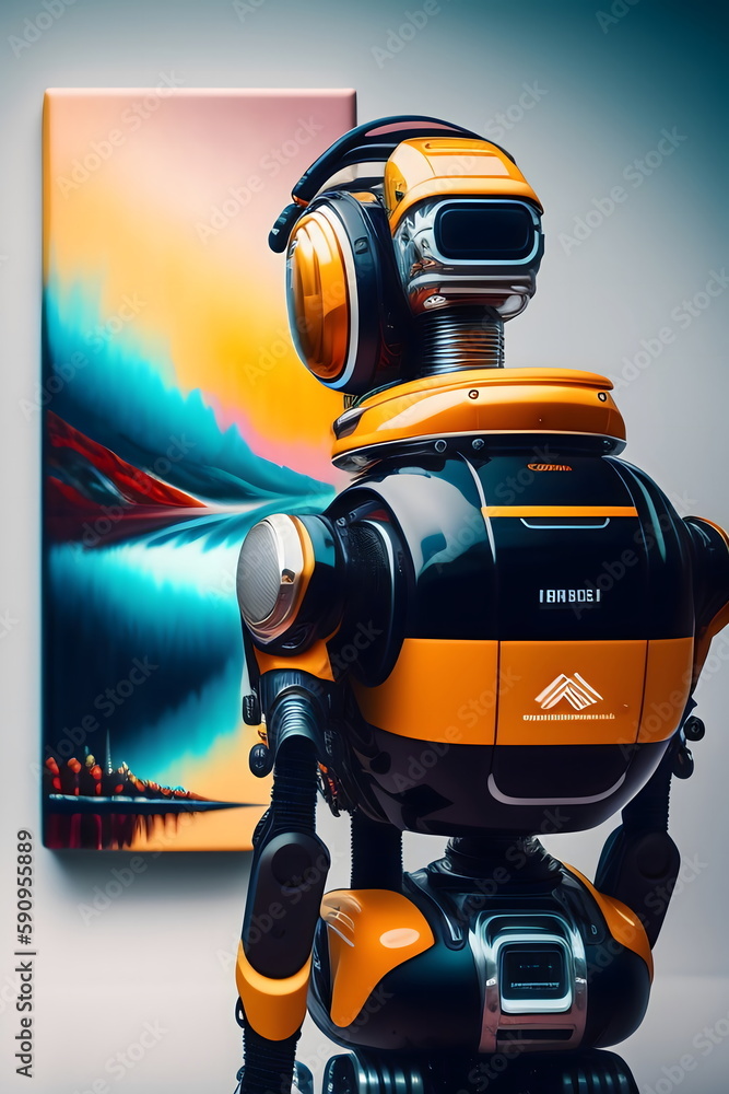 絵画を鑑賞するロボット　芸術鑑賞　generative ai