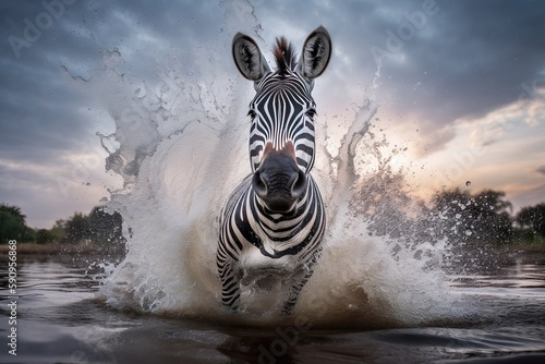 zebra and water