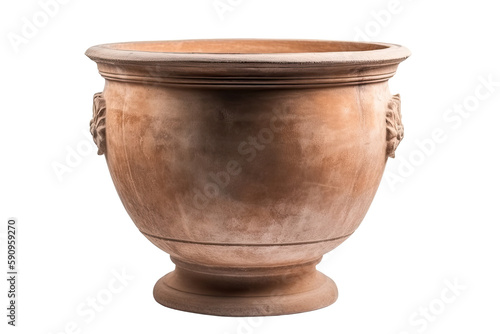 ceramic pot isolated on transparent background, generative ai