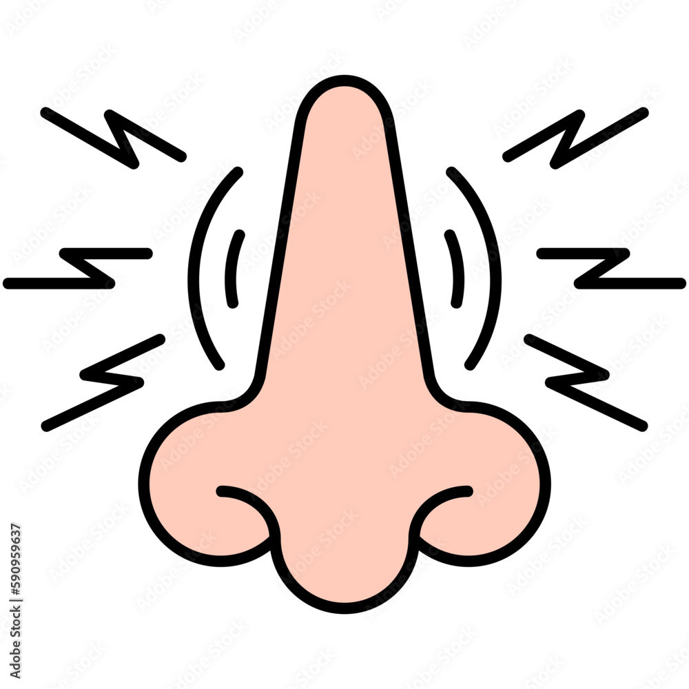 Rhinitis Icon, Line Filled Icon Style, Nasal Congestion Allergy Symbol Vector Stock. Rhinitis Icon, Line Filled Icon Style, Nasal Congestion Allergy Symbol Vector Stock.