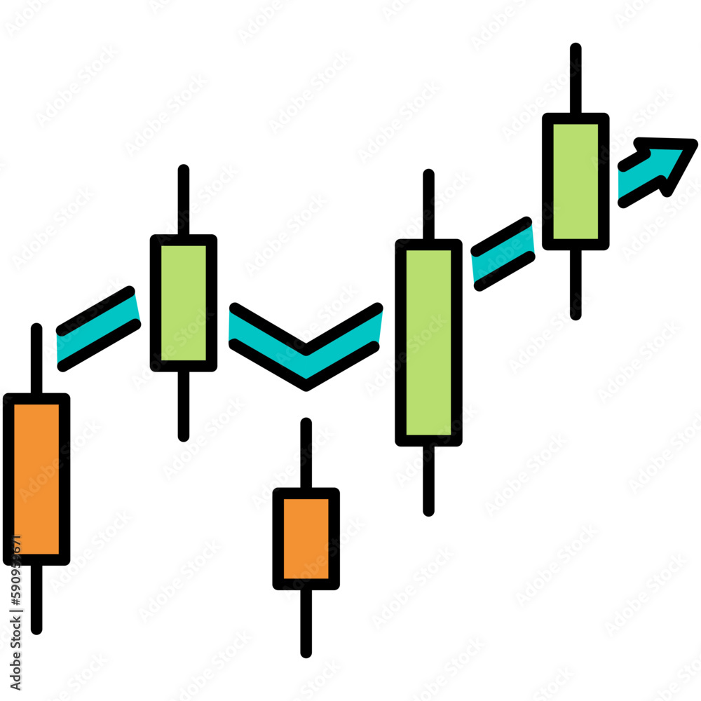 Market Signal Icon, Line Filled Icon Style, Data Finance Analysis Symbol Vector Stock.
