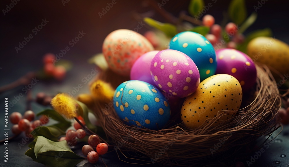 Happy Easter Celebration Colorful Egg. Based on Generative Ai. Happy Easter Celebration Colorful Egg. Based on Generative Ai.