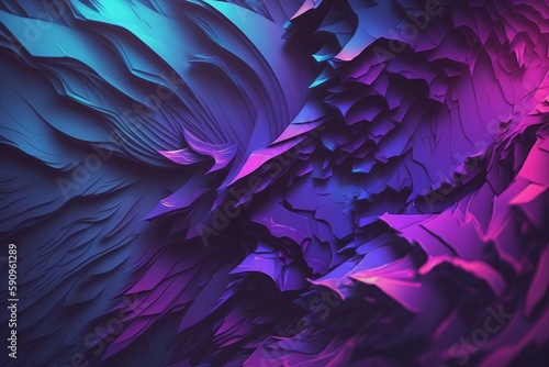 Abstract iridescent neon holographic twisted wave in motion. Vibrant colorful gradient design element for banner, background. Generative AI 