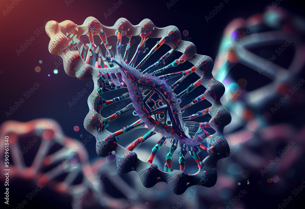 DNA helix. Scientific research. Genome decoding and medical innovation ...