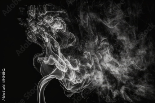 smoke billowing on a dark backdrop in monochrome. Generative AI