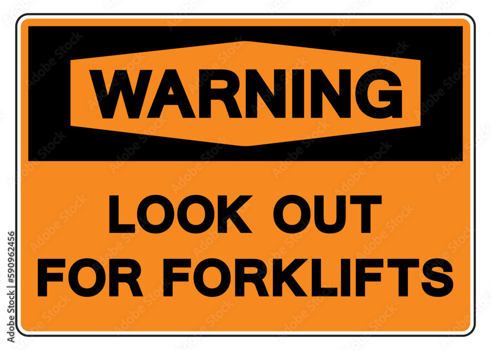 Fototapeta premium Warning Look Out For Forklifts Symbol Sign,Vector Illustration, Isolate On White Background Label. EPS10
