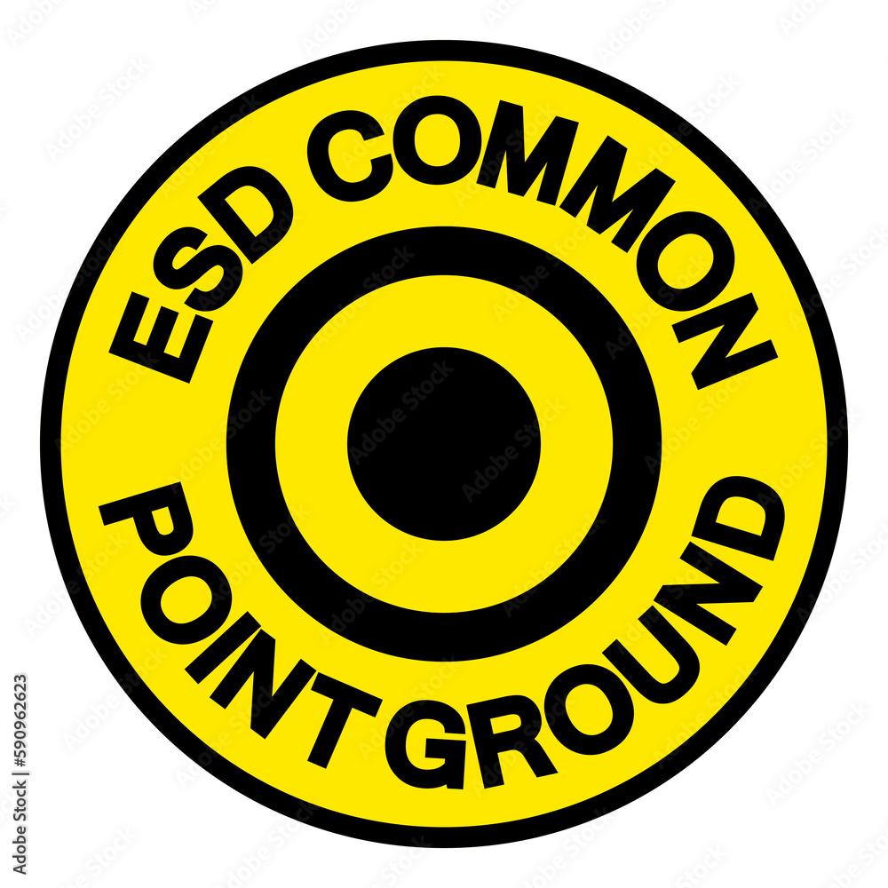 Vetor de ESD Common Point Ground Symbol Sign, Vector Illustration