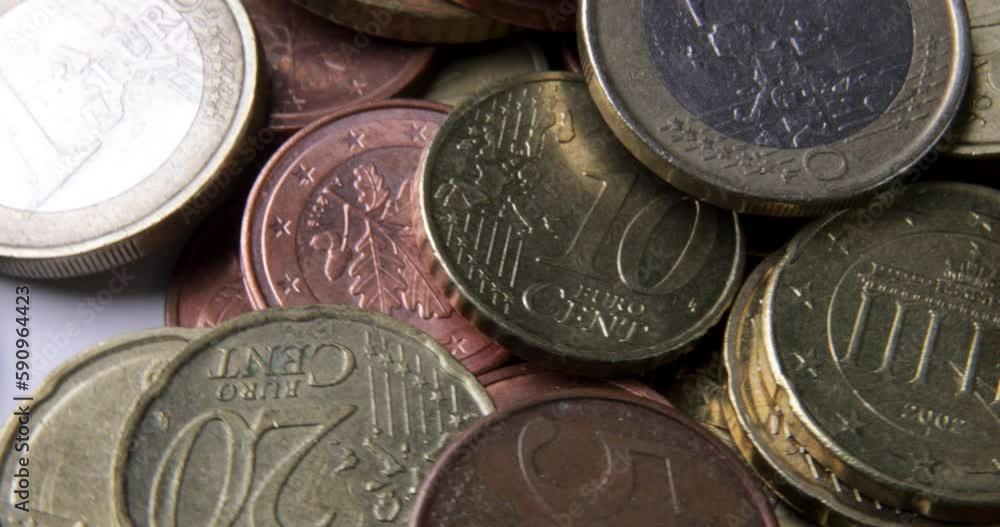Coin collection of euro change. Top-down view. Coin collection of euro change. Top-down view.