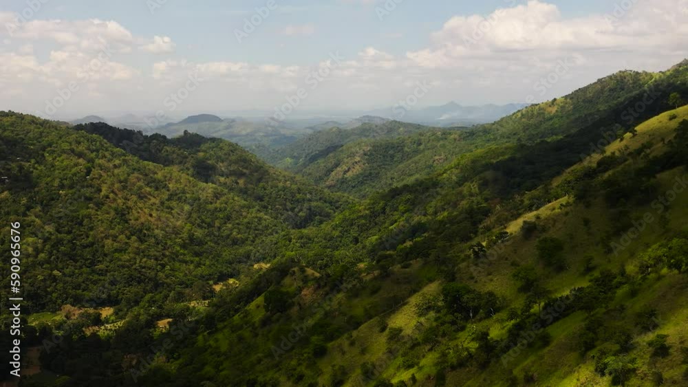 Mountains with rainforest and jungle in the mountainous province. Mountain landscape in Sri Lanka. Mountains with rainforest and jungle in the mountainous province. Mountain landscape in Sri Lanka.