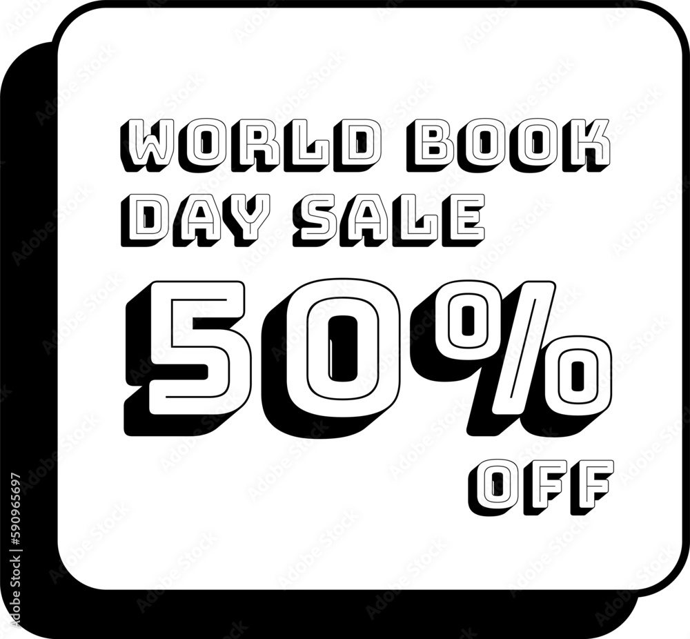 Obraz premium World Book Day Sale 50 Percent Discount Sticker Tag