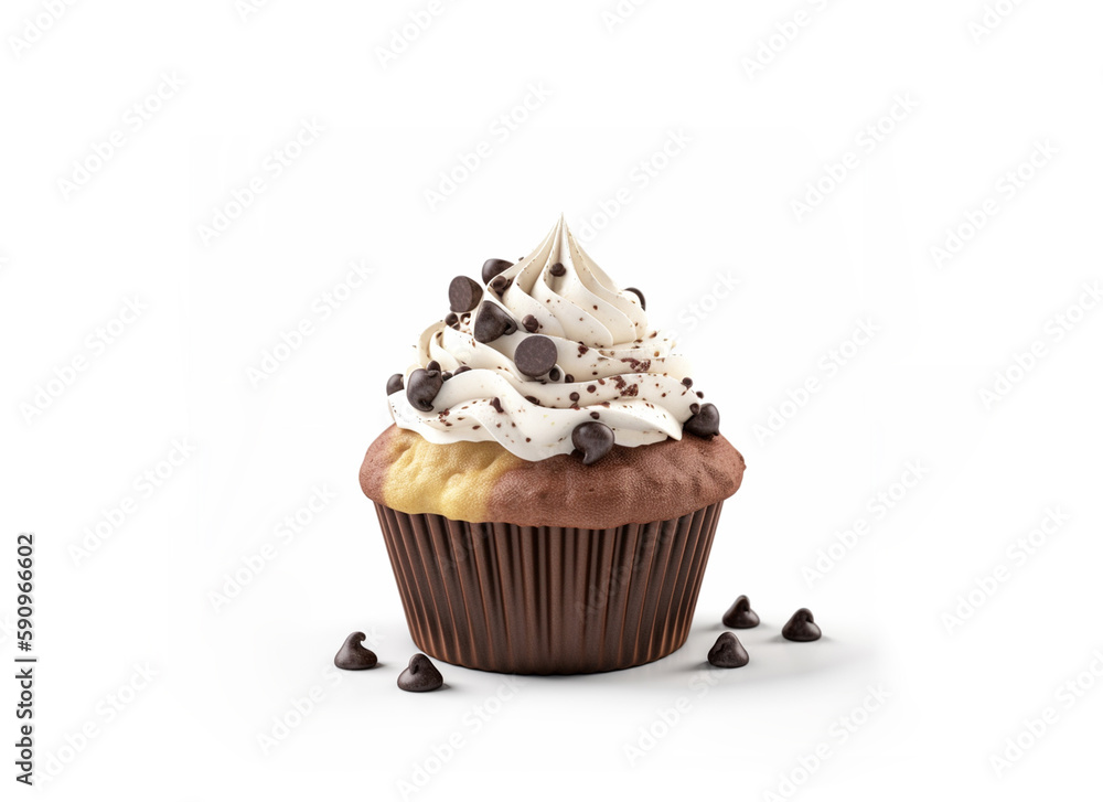 Chocolate and vanilla cupcake with whipped cream AI Generative Chocolate and vanilla cupcake with whipped cream AI Generative