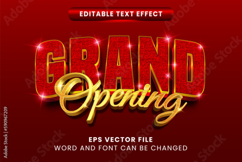 3D luxury glitter grand opening vector text effect