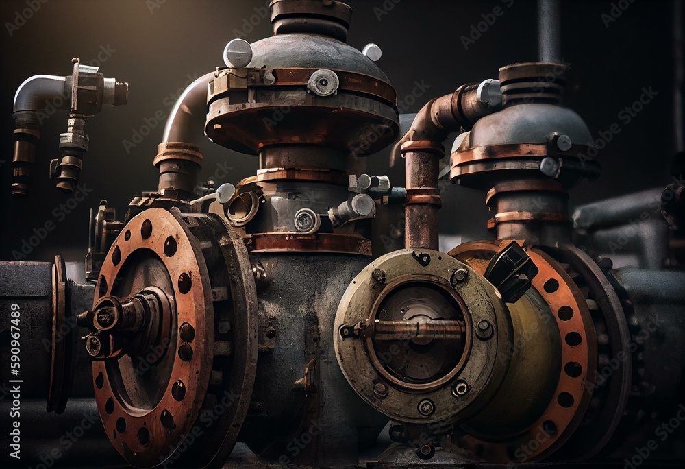 industrial pipes and valves. Generative AI industrial pipes and valves. Generative AI