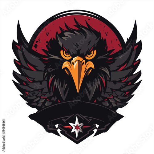 Furious eagle sport vector logo concept isolated on white background. Web infographic. Premium quality wild bird t-shirt tee print illustration.