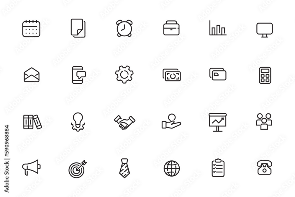 Set of business icons in line style isolated on white background Set of business icons in line style isolated on white background