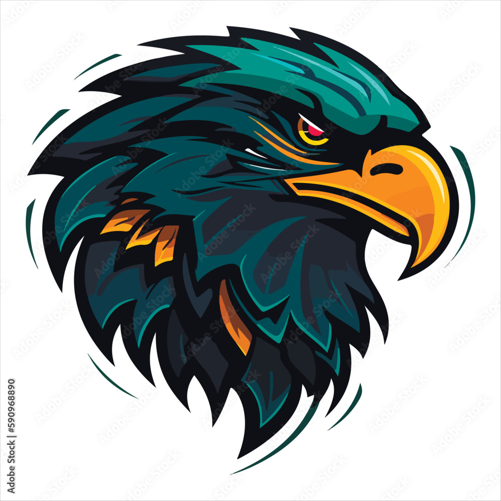 Furious eagle sport vector logo concept isolated on white background. Web infographic. Premium quality wild bird t-shirt tee print illustration. Furious eagle sport vector logo concept isolated on white background. Web infographic. Premium quality wild bird t-shirt tee print illustration.