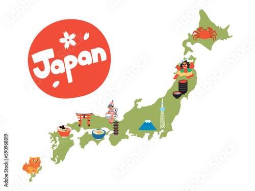 名産物が飛び出てる日本地図