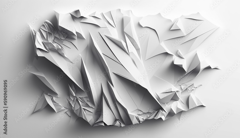 White Background with Crumpled Paper Effect, crumpled paper, effect. Generative AI