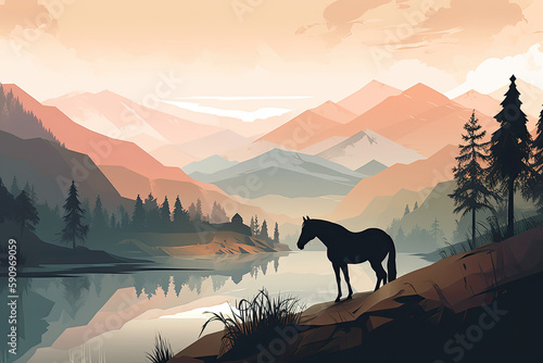 Horses in a Mountain Meadow © Maxim