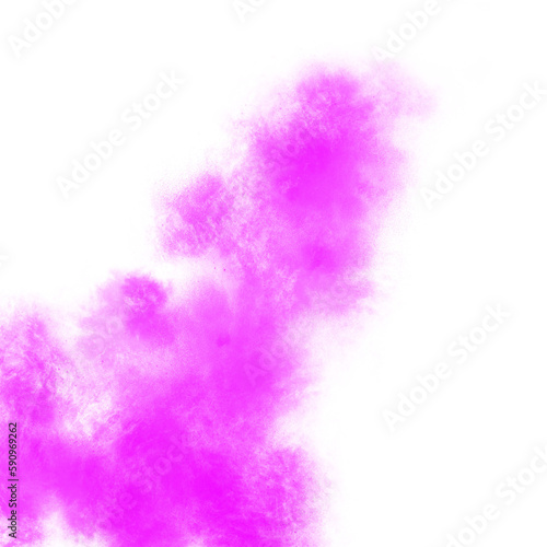 Pink color powder explosion isolated on transparent background. Royalty high-quality free stock PNG image of Pink powder explosion. Colorful dust explode. Paint Holi  pink dust particles splash