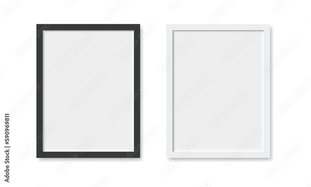 Realistic photo frame mockup isolated on white. Empty frame template for poster, photo gallery, picture, painting or lettering Realistic photo frame mockup isolated on white. Empty frame template for poster, photo gallery, picture, painting or lettering