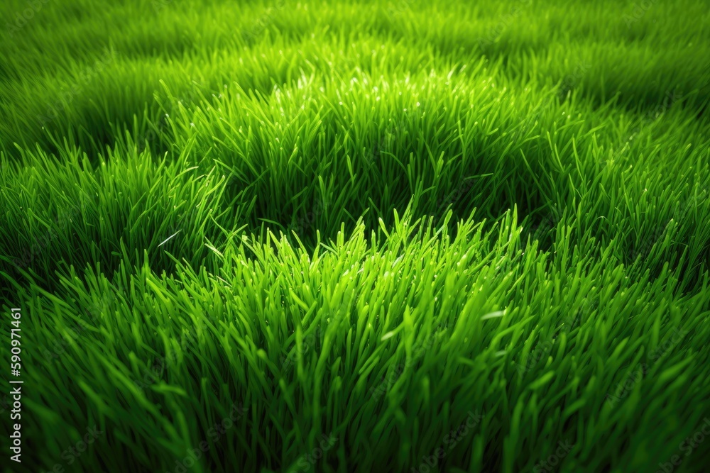 close up view of lush green grass blades. Generative AI close up view of lush green grass blades. Generative AI