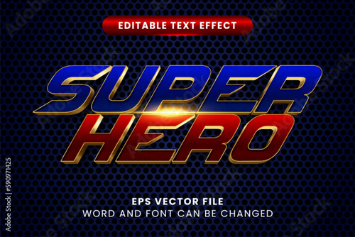 3D blue red super hero vector text effect