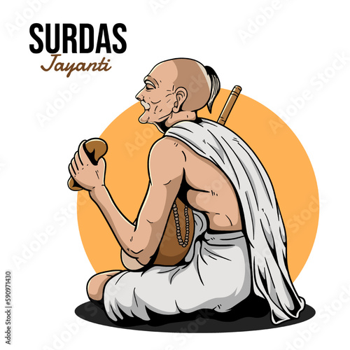 surdas jayanti, Sant Surdas vector illustration