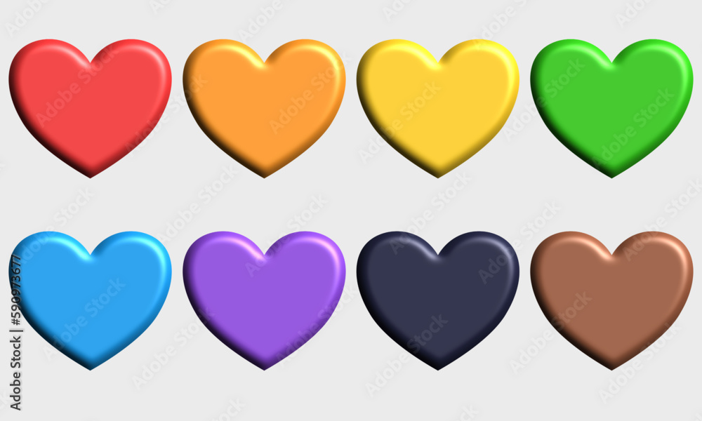 3D heart emojis. set of hearts. 3D heart emojis. set of hearts.