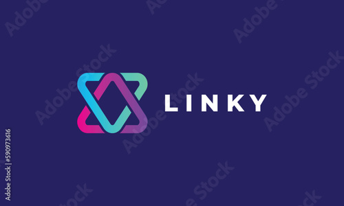 Triangle link vector logo minimalist design icon technology connection network digital