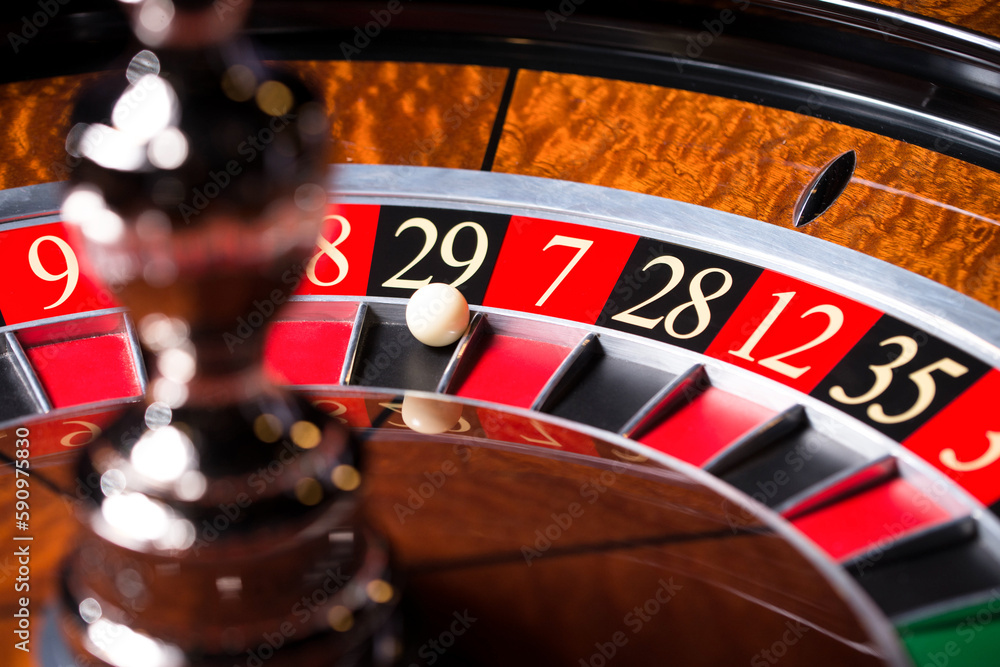 Roulette Wheel With Ball on 29 Roulette Wheel With Ball on 29