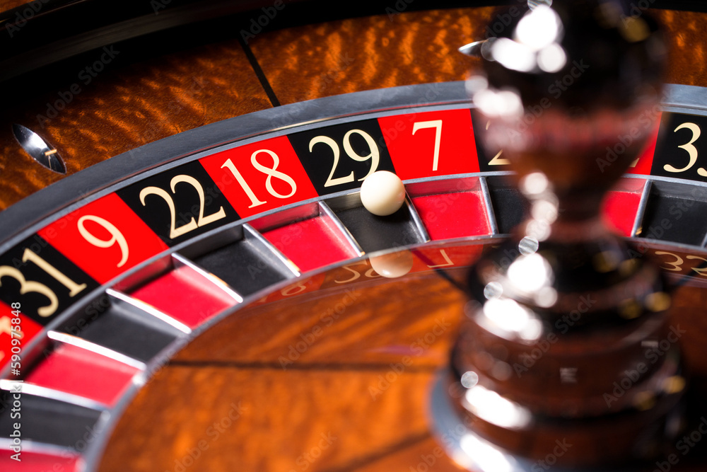 Roulette Wheel With Ball on 29 Roulette Wheel With Ball on 29