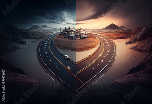 Crossroads concept with good better and best. Generative AI