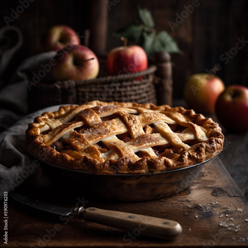 Warm homemade apple-pie, generative ai
