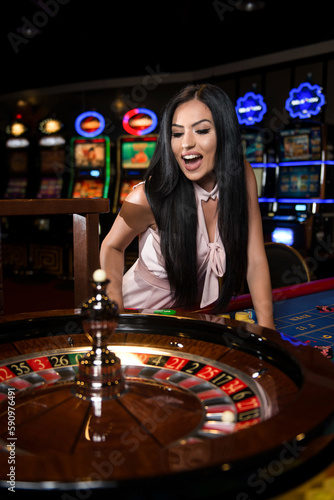 Portrait of a Woman Gambling Roulette in Casino