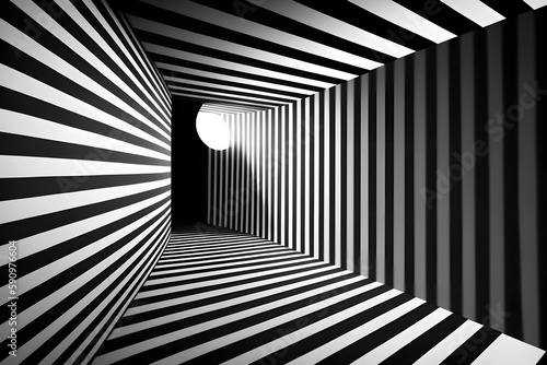black and white tunnel created using AI Generative Technology