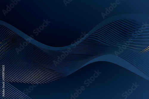 3d modern wave curve abstract presentation background. Luxury paper cut background. Abstract decoration, golden pattern, halftone gradients, 3d blue dark background illustration. Generative ai