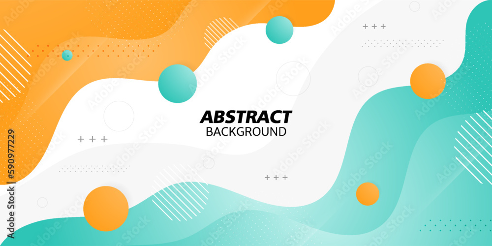 Green and orange geometric business banner design. creative banner design with wave shapes and lines for template. Simple horizontal banner. Eps10 vector