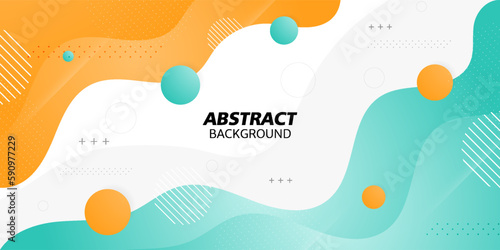Green and orange geometric business banner design. creative banner design with wave shapes and lines for template. Simple horizontal banner. Eps10 vector