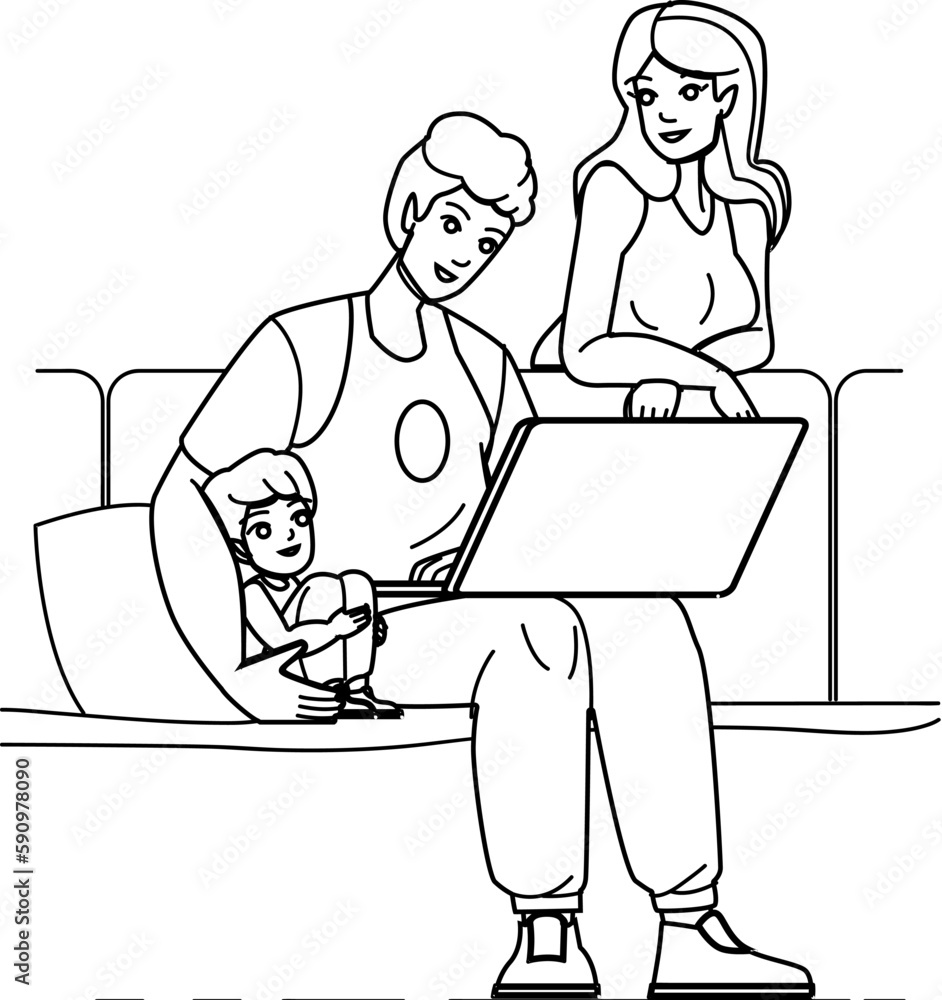 family laptop vector