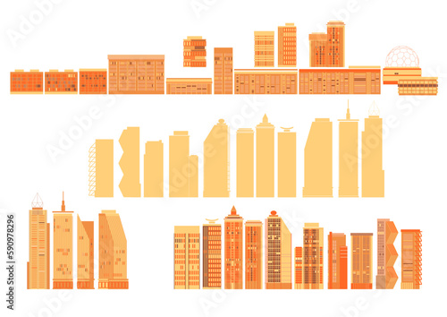 City buildings set. Design elements to create a cityscape. Vector.