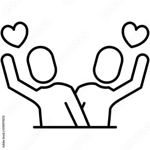 Volunteering Icon, Line Icon Style, Group Volunteer Symbol Vector Stock.