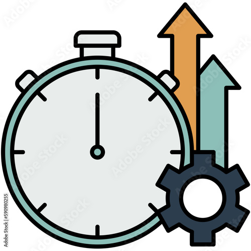 Productivity Icon, Line Filled Icon Style, Time Clock Date Symbol Vector Stock.