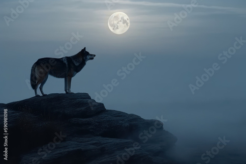 wolf howling at night