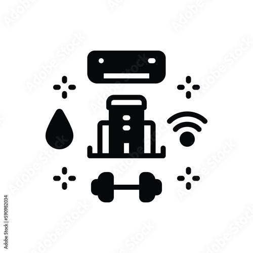 Black solid icon for amenities 