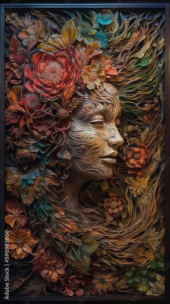 An awe-inspiring 3D artistic abstract background featuring a woman, created with an expert use of colors, shapes, and forms.made with generative ai.