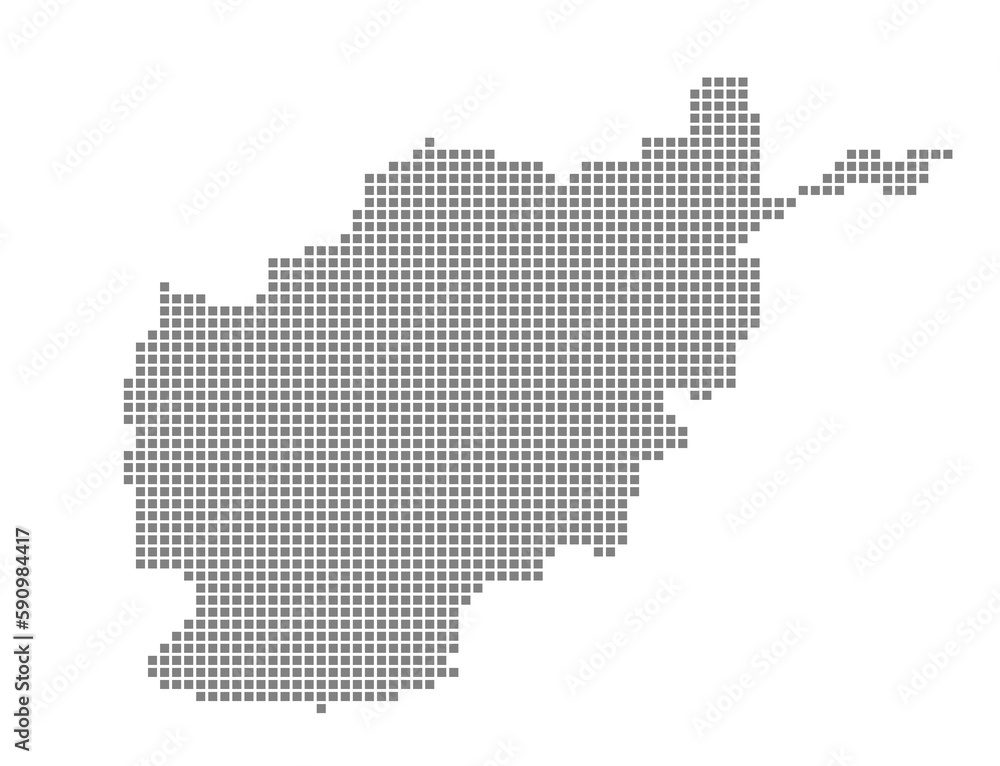 Pixel map of Afghanistan. dotted map of Afghanistan isolated on white background. Abstract computer graphic of map. Pixel map of Afghanistan. dotted map of Afghanistan isolated on white background. Abstract computer graphic of map.