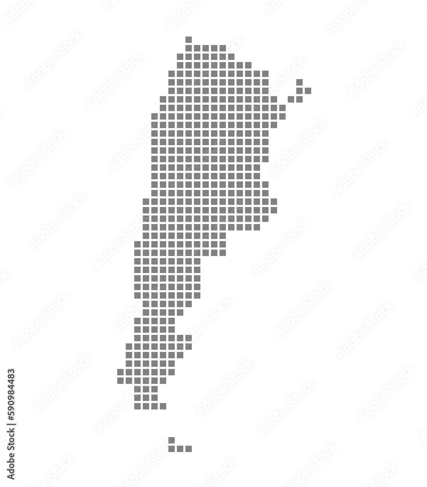 Pixel map of Argentina. dotted map of Argentina isolated on white background. Abstract computer graphic of map.